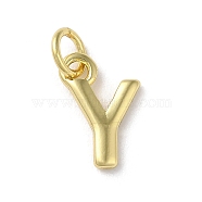 Rack Plating Brass Pendants, Cadmium Free & Lead Free, Long-Lasting Plated, Real 18K Gold Plated, Letter Y, 12x8x1.5mm, Hole: 3.2mm(KK-P245-06G-Y)