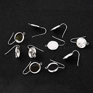 304 Stainless Steel Earring Hooks, with Vertical Loop, Flat Round, 925 Sterling Silver Plated, 25.5x14x2mm, Hole: 1.8mm, Tray: 12mm, 20 Gauge, Pin: 0.8mm(STAS-F271-01C-S)