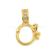 Rack Plating Round Ring Brass Micro Pave Clear Cubic Zirconia Twister Clasps, Long-Lasting Plated, Lead Free & Cadmium Free, Golden, 16x11x1.5mm, Hole: 4.5x3mm(KK-F876-07G-01)