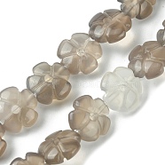 Natural Grey Agate Bead Strands, Flower, 14x14x5.5mm, Hole: 1.2mm, about 29pcs/strand, 14.80''(37.6cm)(G-H023-B20-01)