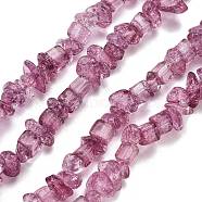 Transparent Crackle Glass Beads Strands, Chips, Medium Purple, 3~7x8.5~12.5mm, Hole: 1.4mm, about 360pcs/strand, 324.80''(825cm)(GLAA-U004-01A)