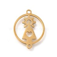 201 Stainless Steel Laser Cut Connector Charms, Ring with Religion Virgin Links, Golden, 19x15x1mm, Hole: 1.4mm(STAS-R132-14G)