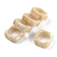 Square Opaque Resin Finger Rings, Imitation Gemstone Style, Navajo White, US Size 6 1/2(16.9mm)(RJEW-S046-003-B02)