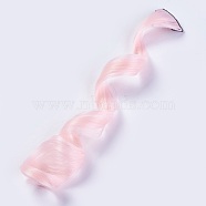 Fashion Women's Hair Accessories, Iron Snap Hair Clips, with Chemical Fiber Colorful Hair Wigs, Pearl Pink, 50x3.25cm(PHAR-TAC0001-005)