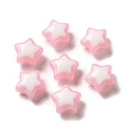 Imitation Jelly Transparent Acrylic Beads, Two Tone, Star, Pink, 17x18x3mm, Hole: 3.5mm, 20pcs/set(SACR-R741-03F)