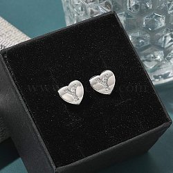 Rack Plating Brass Micro Pave Clear Cubic Zirconia Stud Earrings, Heart, Letter Y, 8.5x9.5mm(EJEW-K299-01P-Y)