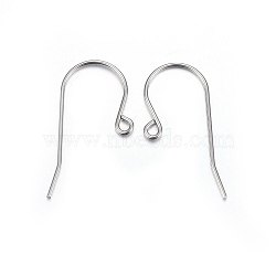 316L Stainless Steel Earring Hooks, Ear Wire, with Horizontal Loop, Stainless Steel Color, 16x27x0.8mm, Hole: 2mm, Pin: 0.8mm(X-STAS-P210-20P)