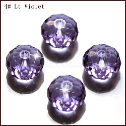 K9 Glass, Imitation Austrian Crystal Beads, Grade AAA, Faceted, Rondelle, Lilac, 8x5.5mm, Hole: 0.9~1mm(SWAR-F068-6x8mm-04)