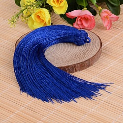 Beautiful Design Nylon Tassel Pendant Decorations, Blue, 160x18mm, Hole: 4mm(NWIR-I007-08)
