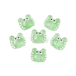 Transparent Glass Beads, Hand Drawn Beads, Crab, Light Green, 12.5x14x7mm, Hole: 1mm(GLAA-B024-01G)