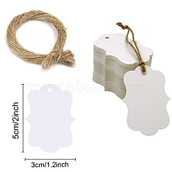 Kraft Paper Gift Tags, Hange Tags, with Hemp Rope, for Arts, Crafts and Food, White, Tag: 5x3cm, 101pcs/bag(SCRA-PW0004-176A)