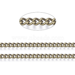 Brass Twisted Chains, Curb Chains, Diamond Cut, Unwelded, Faceted, with Spool, Oval, Lead Free & Cadmium Free, Antique Bronze, 4x3x0.8mm, about 301.83 Feet(92m)/roll(CHC-S104-AB)
