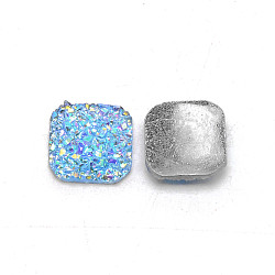 Resin Cabochons, Square, Cornflower Blue, 9.5x9.5x3mm(RESI-WH0026-02D)