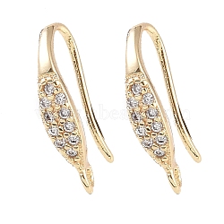 Brass Micro Pave Cubic Zirconia Earring Hooks, Fishhook, Golden, 16x8.5x3mm, Hole: 1mm(KK-U008-07G)