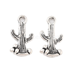 Rack Plating Alloy Pendant, Electroplate Nickel Cadmium Free & Lead Free, Cactus, Antique Silver, 19x10x2mm, Hole: 2mm(FIND-Q108-15AS)