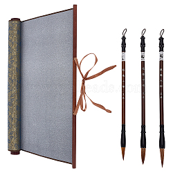 1 Set Wood with Weasel's Hair, 1Pc Non-woven Fabric Chinese Calligraphy Brush Water Writing Magic Cloth, Mixed Color, 303~323mm(AJEW-FG0004-32)