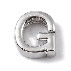 Brass Pendants, Letter Charms, Platinum, Letter G, 8x7x3mm, Hole: 1.5mm(KK-P266-05P-G)