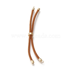 Nylon Twisted Cord Bracelet Making, Slider Bracelet Making, with Eco-Friendly Brass Findings, Round, Golden, Sienna, 8.66~9.06 inch(22~23cm), Hole: 2.8mm, Single Chain Length: about 4.33~4.53 inch(11~11.5cm)(MAK-M025-139)