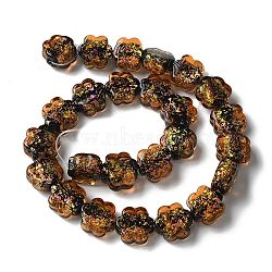 Handmade Foil Lampwork Beads Strands, Flower, Sienna, 14.5x13.5x7.5mm, Hole: 1.5mm, about 25pcs/strand, 14.02''(35.6cm)(FOIL-Z001-03A)