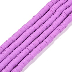 Handmade Polymer Clay Beads Strands, for DIY Jewelry Crafts Supplies, Heishi Beads, Disc/Flat Round, Dark Orchid, 6x0.5~1mm, Hole: 1.8mm, about 290~320pcs/strand, 15.75 inch~16.14 inch(40~41cm)(CLAY-R089-6mm-Q061)