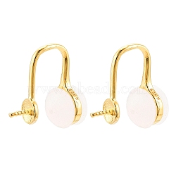 925 Sterling Silver Clip-on Earring Findings, Real 18K Gold Plated, 13x5.5mm, Pin: 0.8mm(STER-T007-120G)