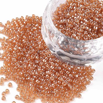 12/0 FGB Grade A Round Glass Seed Beads, Transparent Colours Lustered, Goldenrod, 2x1.5mm, Hole: 0.3mm, 4800pcs/50g