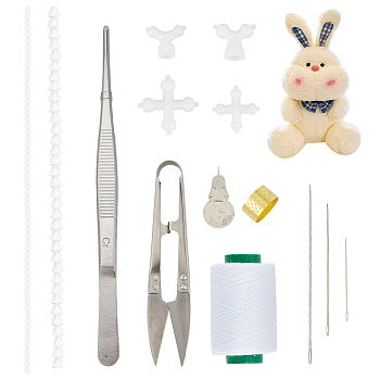 2 Sets Polyoxymethylene(POM) Toy Skeleton Joint, with 1 Set Plush Toy Doll Joint Tool Kit for DIY Plush Doll, Mixed Color, 500x12mm