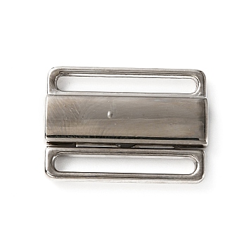 Alloy Bikini Clips, Bra Clasp Replacement Part, Lingerie Snap Closure, Platinum, 16.5x23.5x3.5mm, Hole: 20x2mm