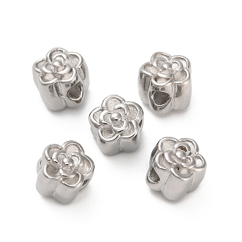 304 Stainless Steel Beads, Flower, Stainless Steel Color, 6x6x5.5mm, Hole: 1.8mm