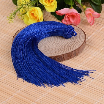 Beautiful Design Nylon Tassel Pendant Decorations, Blue, 160x18mm, Hole: 4mm