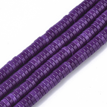 Natural Agate Beads Strands, Dyed, Heishi Beads, Flat Round/Disc, Blue Violet, 4x1mm, Hole: 1mm, about 250~329pcs/strand, 15.7 inch