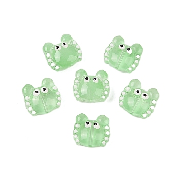 Transparent Glass Beads, Hand Drawn Beads, Crab, Light Green, 12.5x14x7mm, Hole: 1mm