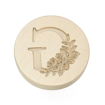 Golden Plated Round Shaped Wax Seal Brass Stamp Head, for Wax Seal Stamp, Letter Pattern, Letter G, 25.5x14mm, Hole: 7.5mm