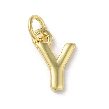 Rack Plating Brass Pendants, Cadmium Free & Lead Free, Long-Lasting Plated, Real 18K Gold Plated, Letter Y, 12x8x1.5mm, Hole: 3.2mm
