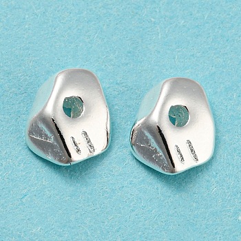 Eco-friendly Brass Beads, Cadmium Free & Lead Free, Irregular Nuggets Shape, 925 Sterling Silver Plated, 8x6.5x3mm, Hole: 1.5mm