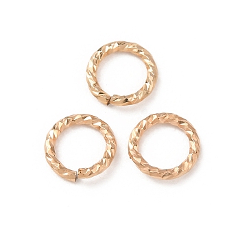 1/20 14K Gold Filled Open Jump Rings, Yellow Gold Filled Saw Cut Round, Diamond Cut Twisted, Real 14K Gold Filled, 5x0.76mm, Inner Diameter: 3.5mm