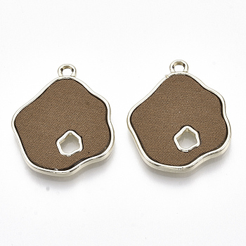 Alloy Pendants, with Cloth, Light Gold, Camel, 28x23x2.5mm, Hole: 2mm