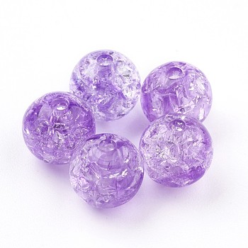 Transparent Crackle Acrylic Beads, Round, Blue Violet, 7.5~8x7mm, Hole: 1.8mm, about 1900pcs/500g