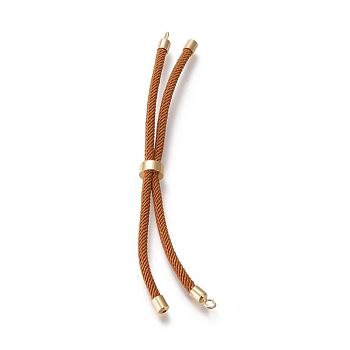 Nylon Twisted Cord Bracelet Making, Slider Bracelet Making, with Eco-Friendly Brass Findings, Round, Golden, Sienna, 8.66~9.06 inch(22~23cm), Hole: 2.8mm, Single Chain Length: about 4.33~4.53 inch(11~11.5cm)