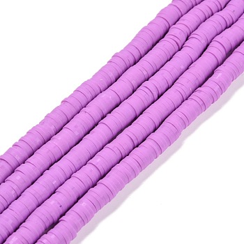 Handmade Polymer Clay Beads Strands, for DIY Jewelry Crafts Supplies, Heishi Beads, Disc/Flat Round, Dark Orchid, 6x0.5~1mm, Hole: 1.8mm, about 290~320pcs/strand, 15.75 inch~16.14 inch(40~41cm)