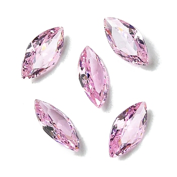 Cubic Zirconia Cabochons, Point Back, Horse Eye, Pink, 8x4x2mm