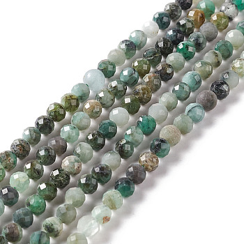 Natural Emerald Quartz Beads Strands, Faceted, Round, 4mm, Hole: 0.8mm, about 97pcs/strand, 15.55 inch(39.5cm)