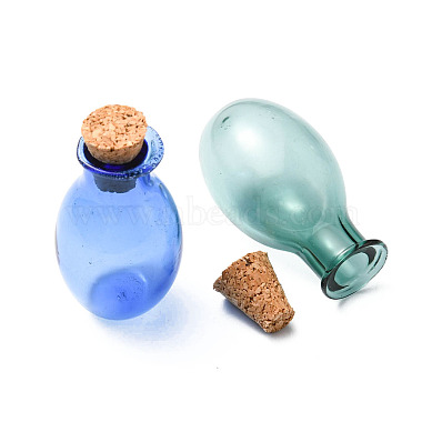 10Pcs 5 Colors Oval Glass Cork Bottles Ornament(DJEW-FS0001-01)-3