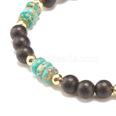 Ensemble de bracelets extensibles perlés en bois d'ébène naturel et jaspe impérial 2 pièces 2 styles(BJEW-JB07824)-7
