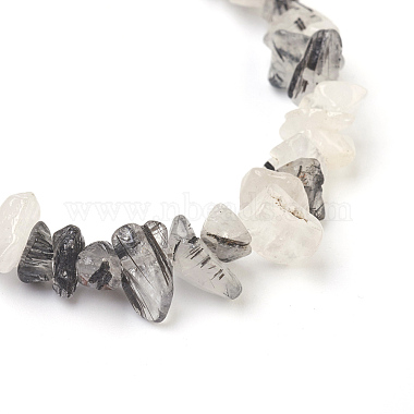 Perles de cheville en quartz tourmaliné naturel / perles de quartz rutées noires(AJEW-AN00229-03)-2