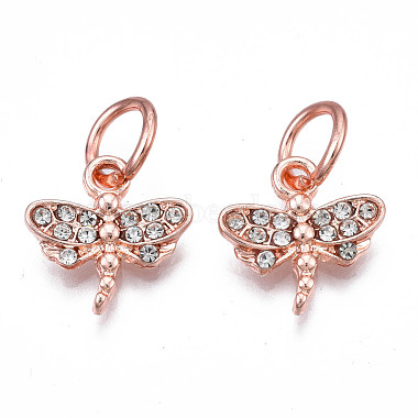 Rose Gold Dragonfly Alloy+Rhinestone Charms