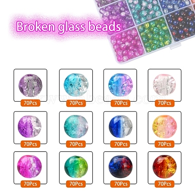 840Pcs 12 Colors Spray Painted Crackle Glass Beads(CCG-YW0001-11)-2