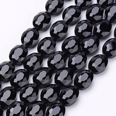 16mm Black Oval Glass Beads