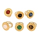 Flat Round Natural Mixed Stone Finger Rings(RJEW-Q822-02G)-1