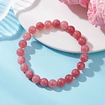 Natural Quartz Imitation Strawberry Quartz Beaded Stretch Bracelets for Women, Round, Beads: 8.5~9mm, Inner Diameter: 2.09 inch(5.3cm)(BJEW-JB13141)
